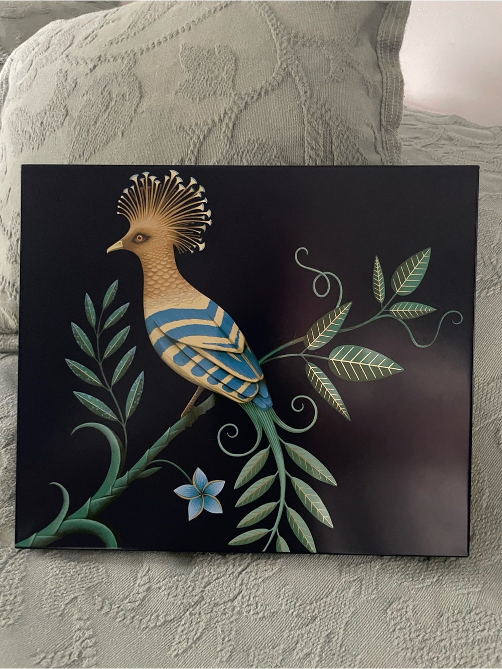 Marks & Spencer Collectible Blue and Gold Tropical Bird Tin Box